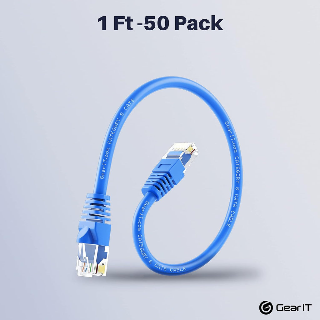 Cat6 Ethernet Cable 1 ft (50-Pack) Blue F546