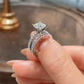 14K White Gold Plated Princess Cut Moissanite Engagement Ring Set U661237