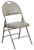Gray Vinyl Metal Folding Chair with Handle B234786