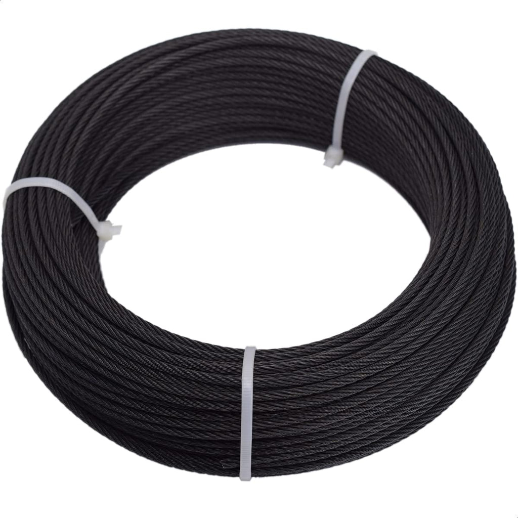 150ft Black T316 Stainless Steel Wire Rope Cable, 7 x 7 Strands N102643