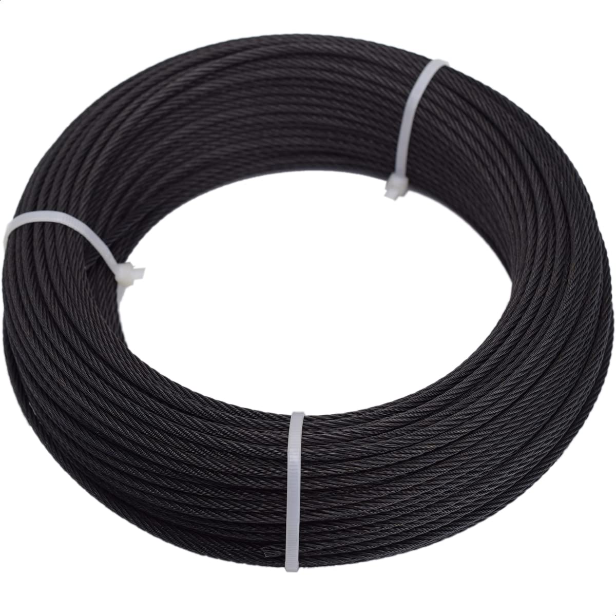 150ft Black T316 Stainless Steel Wire Rope Cable, 7 x 7 Strands N102643