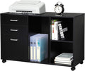 Black Wood Mobile Lateral File Cabinet with Drawer K792
