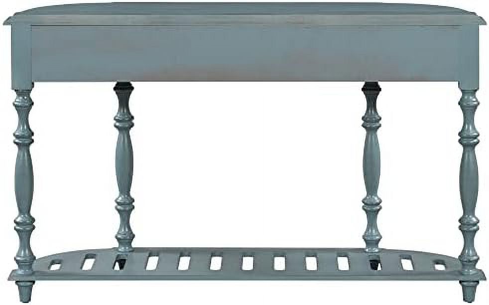 Curved Console Table with 4 Drawers Solid Wood Frame Black J8805
