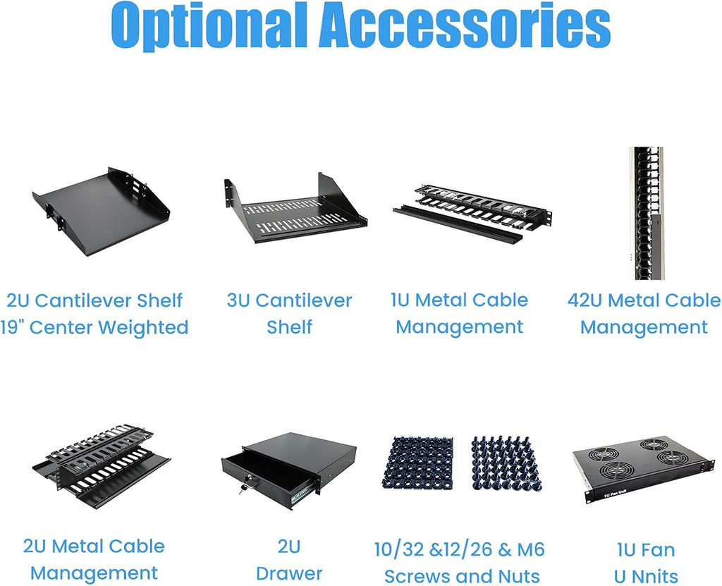 22U 4 Post Open Rack Frame Rack Enclosure 19 Inch Adjustable Depth Aluminum M227