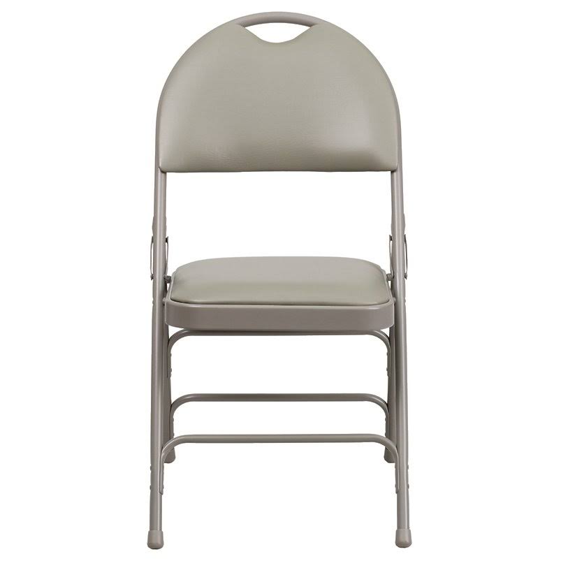 Gray Vinyl Metal Folding Chair with Handle B234786