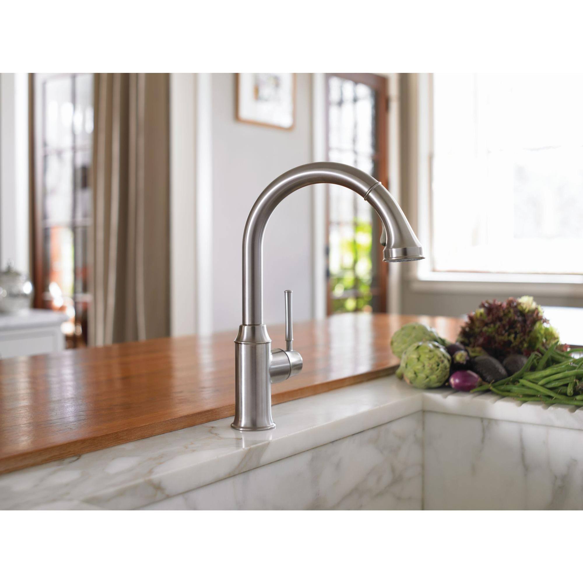 Rubbed Bronze HighArc Pull-Down Kitchen Faucet N69972