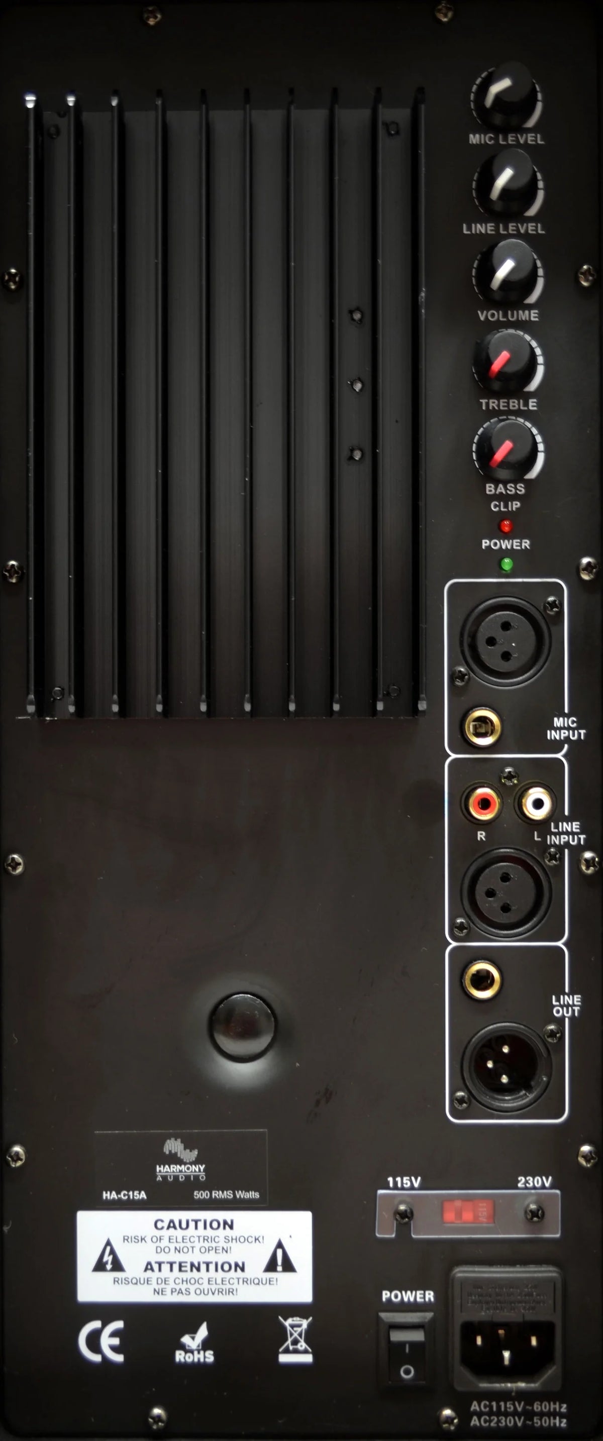 15" Powered 1000W Active PA Speaker with XLR Cable P646