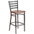 Cherry Red and Silver Ladder Back Restaurant Barstool W77667