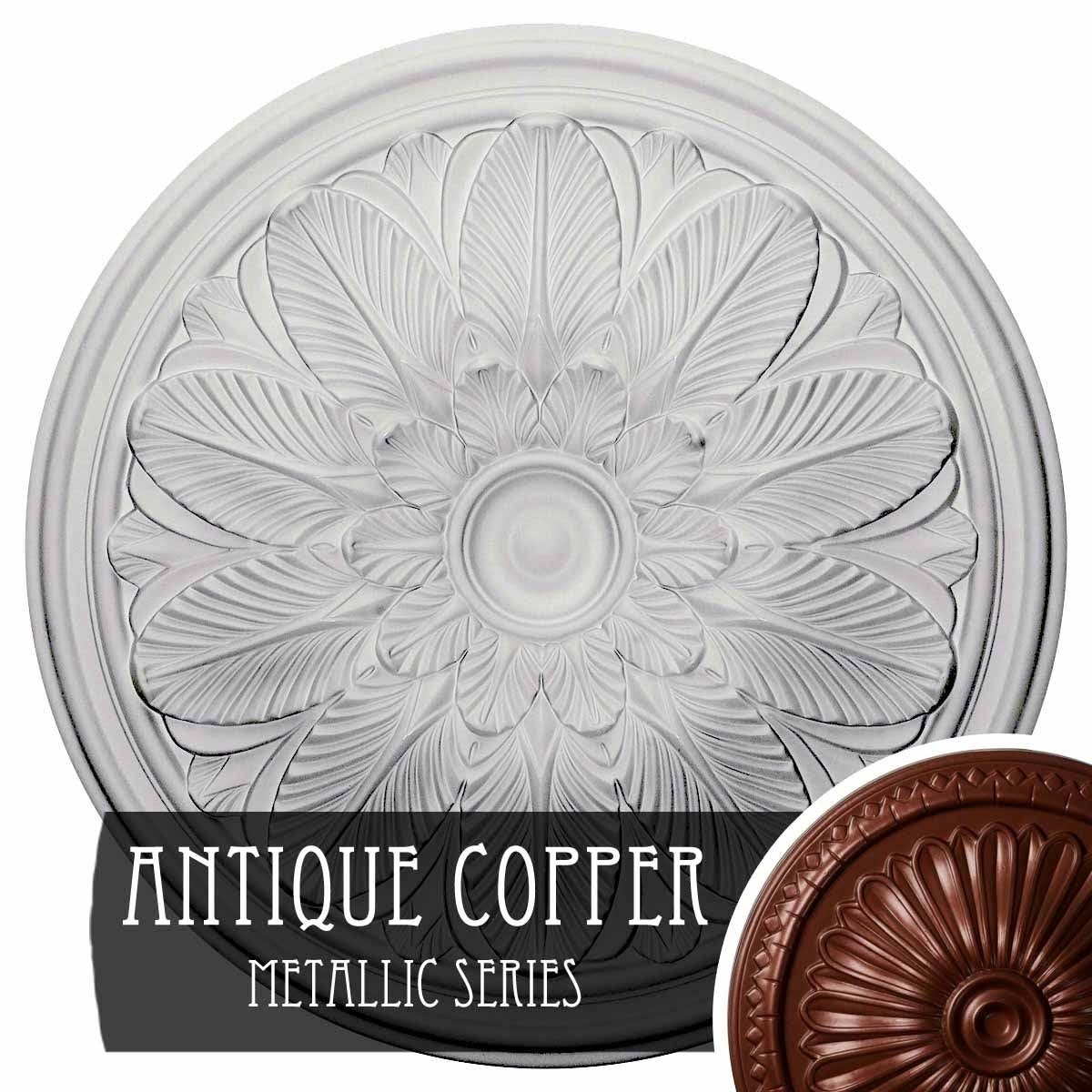 Bordeaux Ceiling Medallion, Hand-Painted Pewter, Gray X130