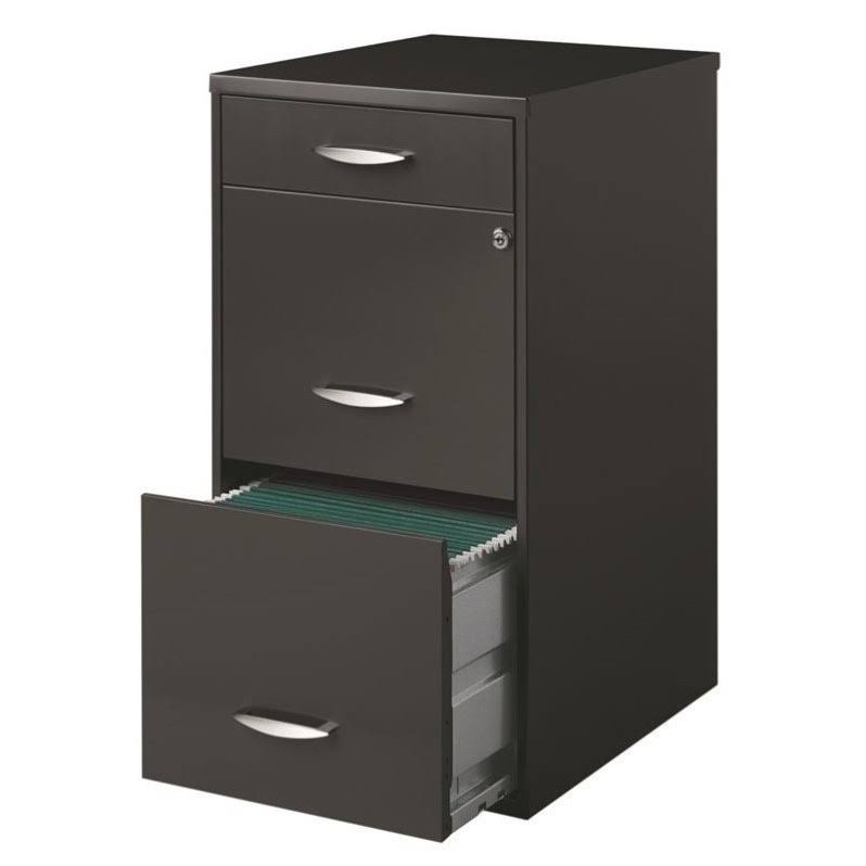2 Piece 4 Drawer 3 Drawer Filing Cabinet in Putty and Charcoal D5713