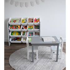 16 Storage Bins Toy Organizer, Grey/White R91889