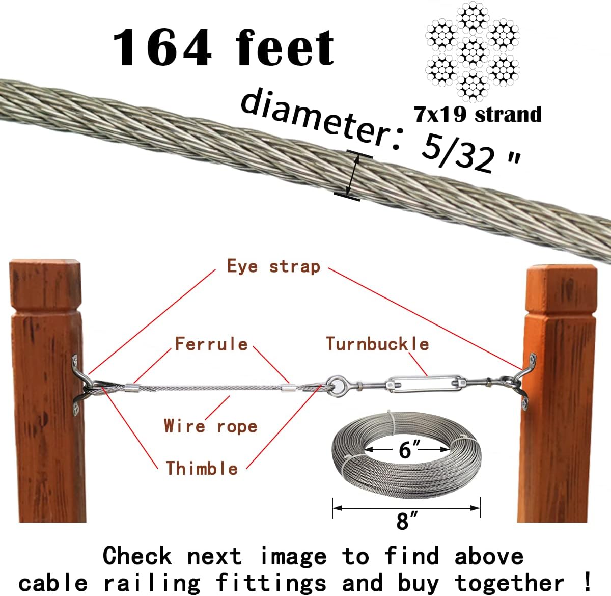 165Feet 5/32 Stainless Steel Wire Rope Cable Railing D419