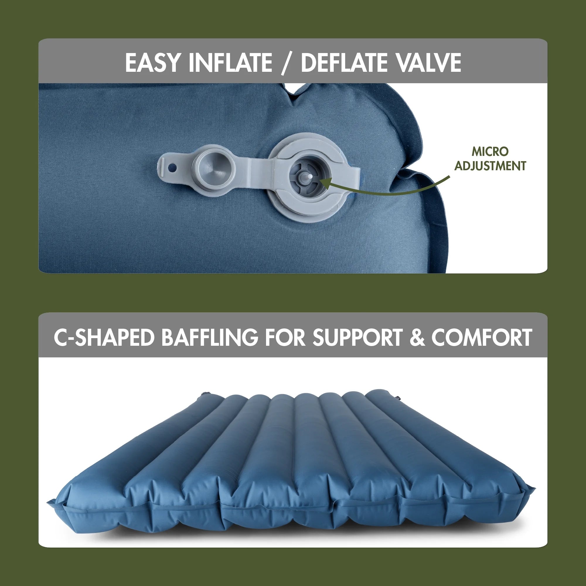 Adult Inflatable Camp Sleeping Pad - Blue, 78"L x 25"W x 3.5"H M7862