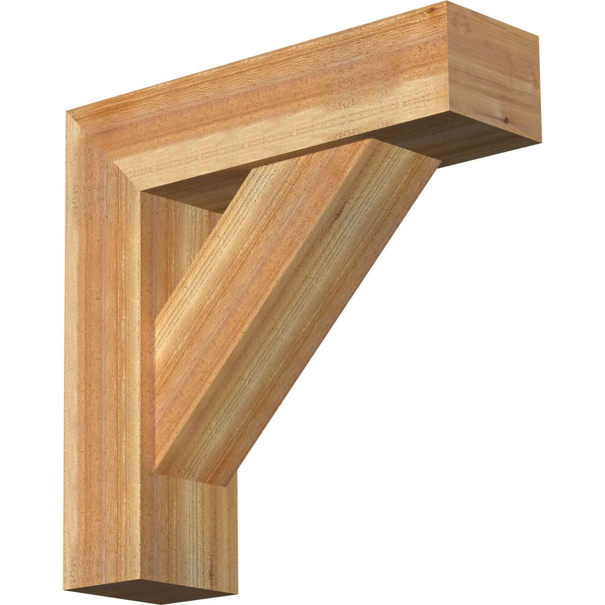 8x22W x 28x22D x 28x22H Traditional Block Rough Sawn Bracket with Offset Brace D215