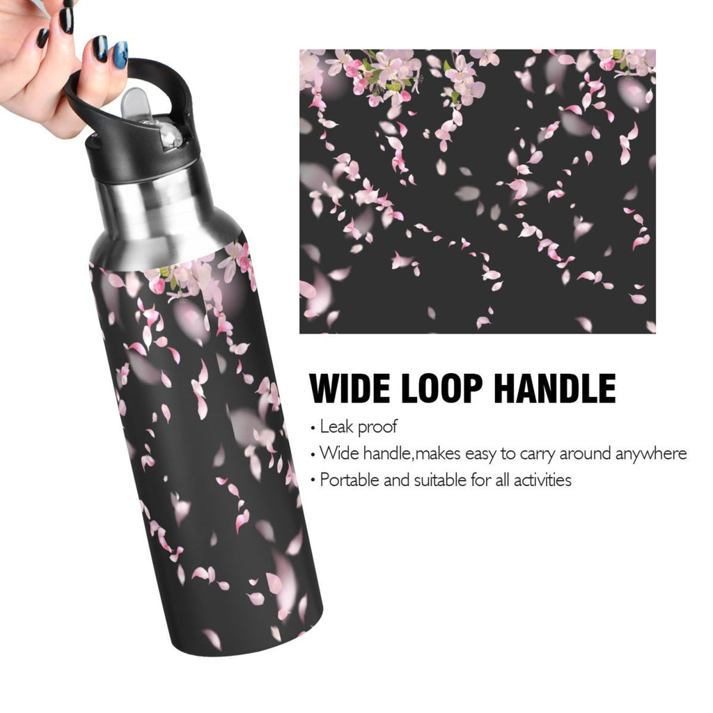 Cherry Blossom Stainless Steel Insulated Water Bottle with Straw Lid R498390