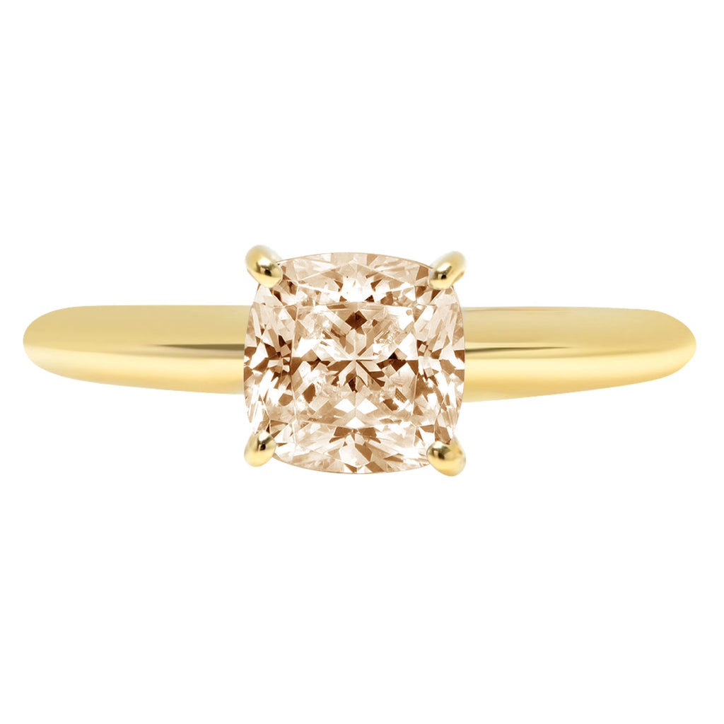 2.5ct Cushion Cut Yellow Moissanite 14k Yellow Gold Ring Size 8.5 W109