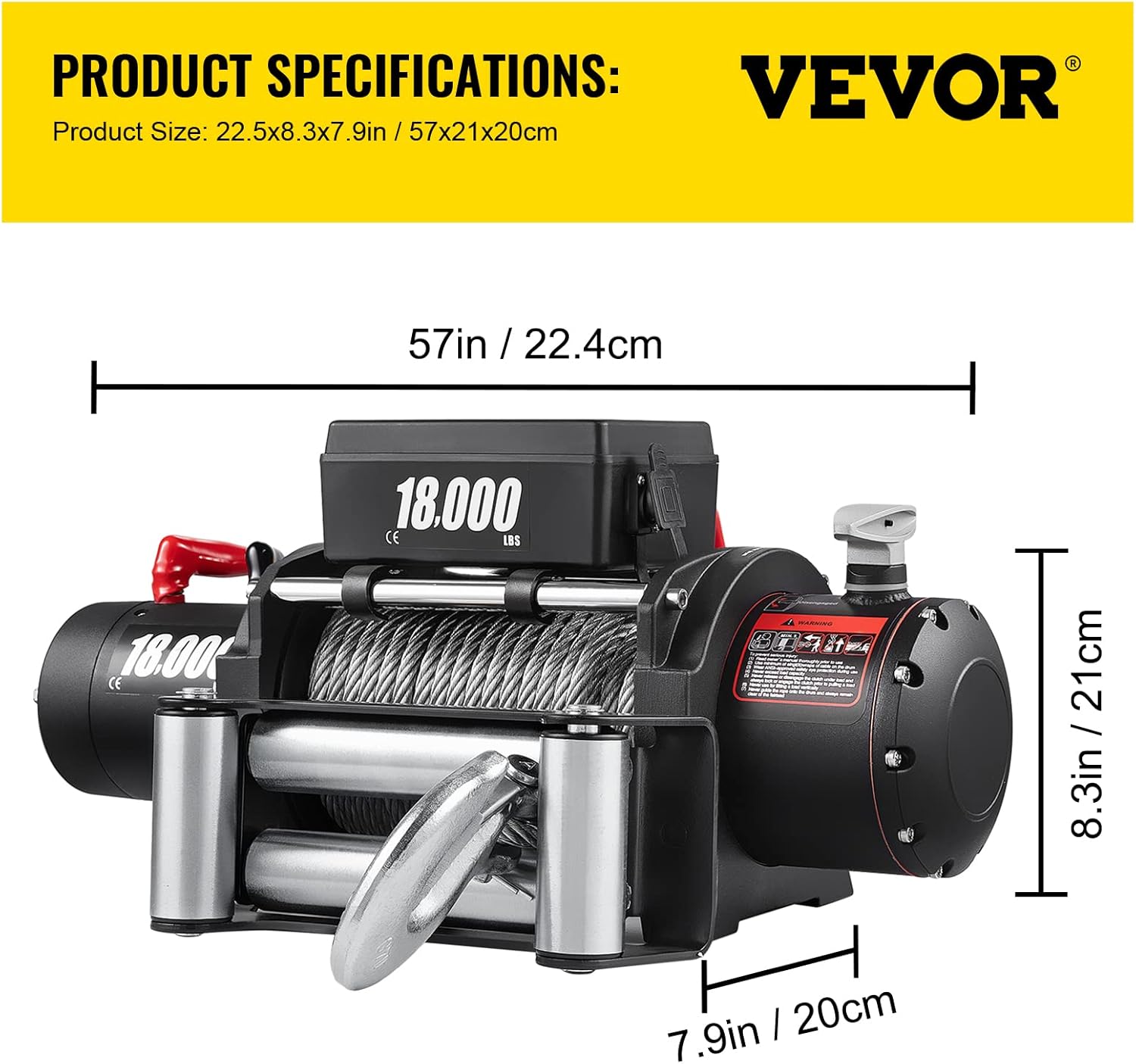 18000lbs 12V Electric Winch with Wireless Remote Control C6576