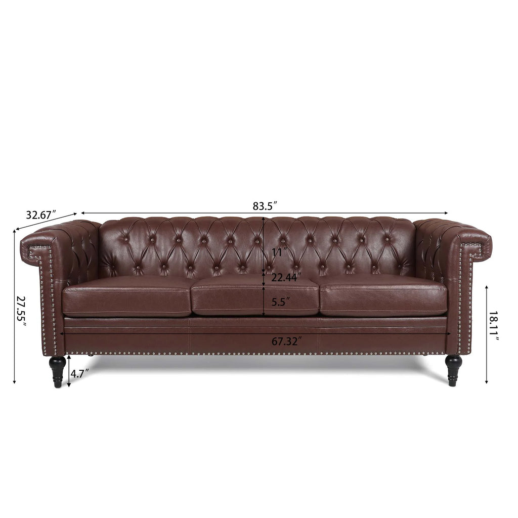 Traditional Square Arm 3 Seater Sofa with Removable Cushion M81731