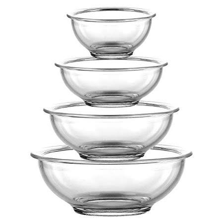 Glass Salad Bowls Set of 4 Mixing Bowls 1 1.5 2.5 3.7 QT O84405