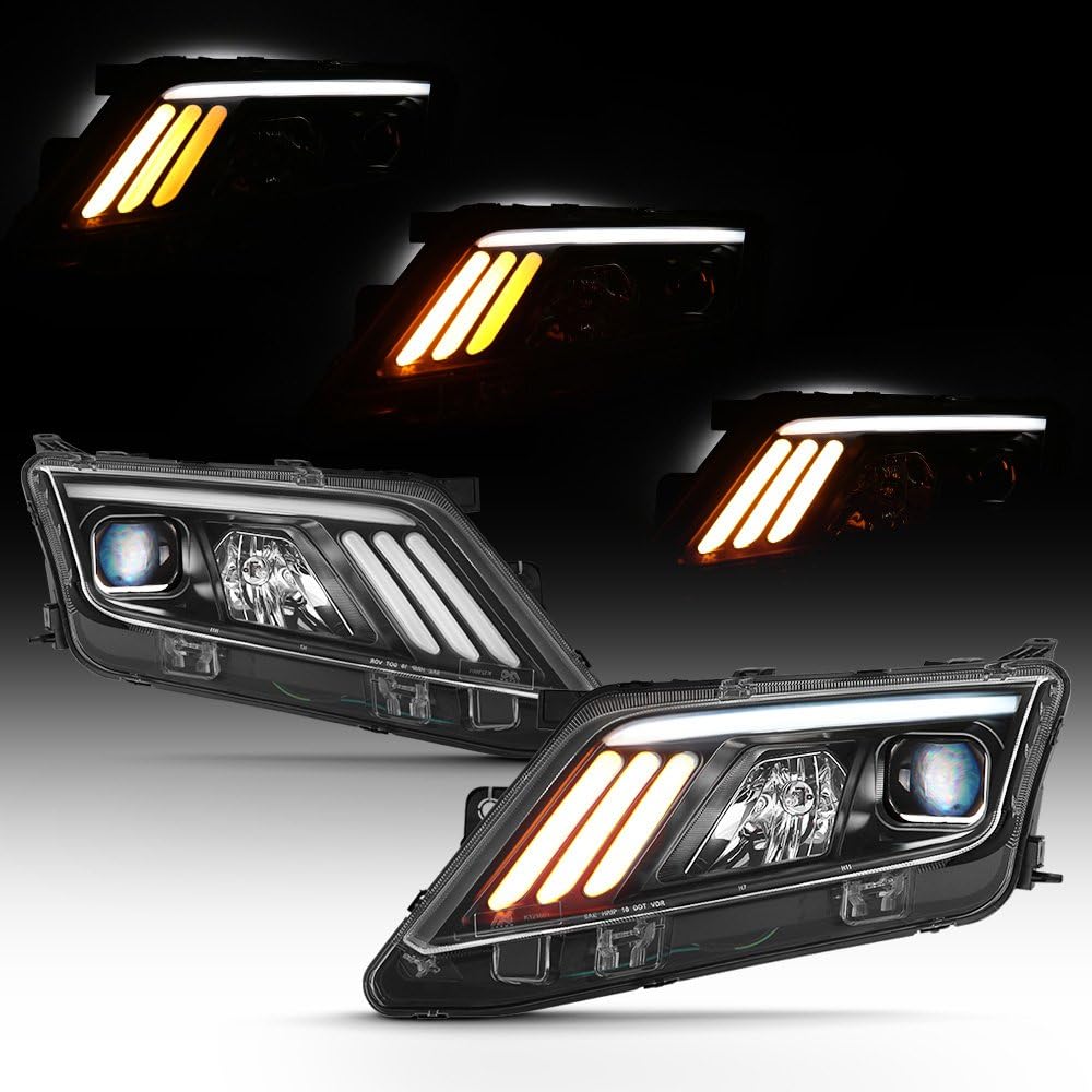 Black LED Projector Headlights Headlamps Left Right W942