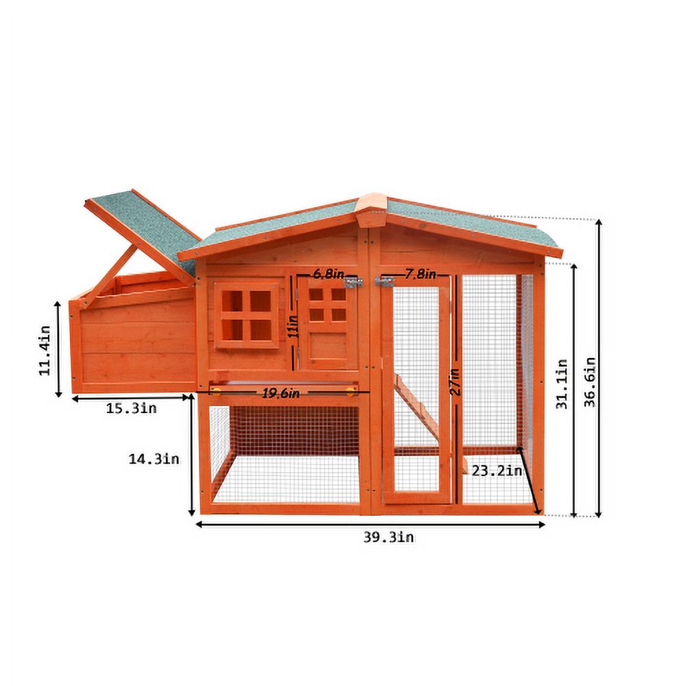 Large Wooden Chicken Coop with Nest Box H398