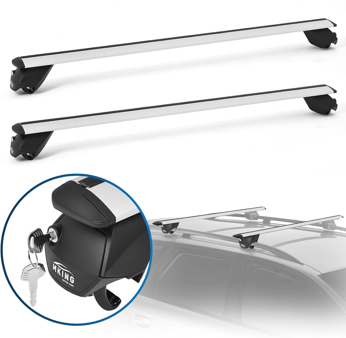 Roof Rack Cross Bars, 47 Universal Adjustable Aluminum Crossbars with Anti-Theft Lock H147217