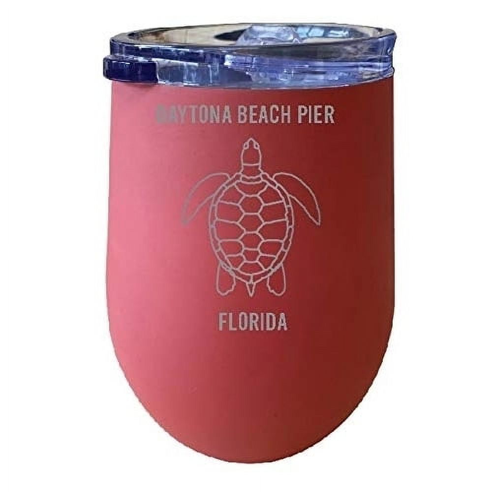 12 oz Coral Laser Etched Insulated Stainless Steel Wine L2166
