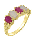 18k Yellow Gold Natural Ruby & Opal Eternity Ring K870