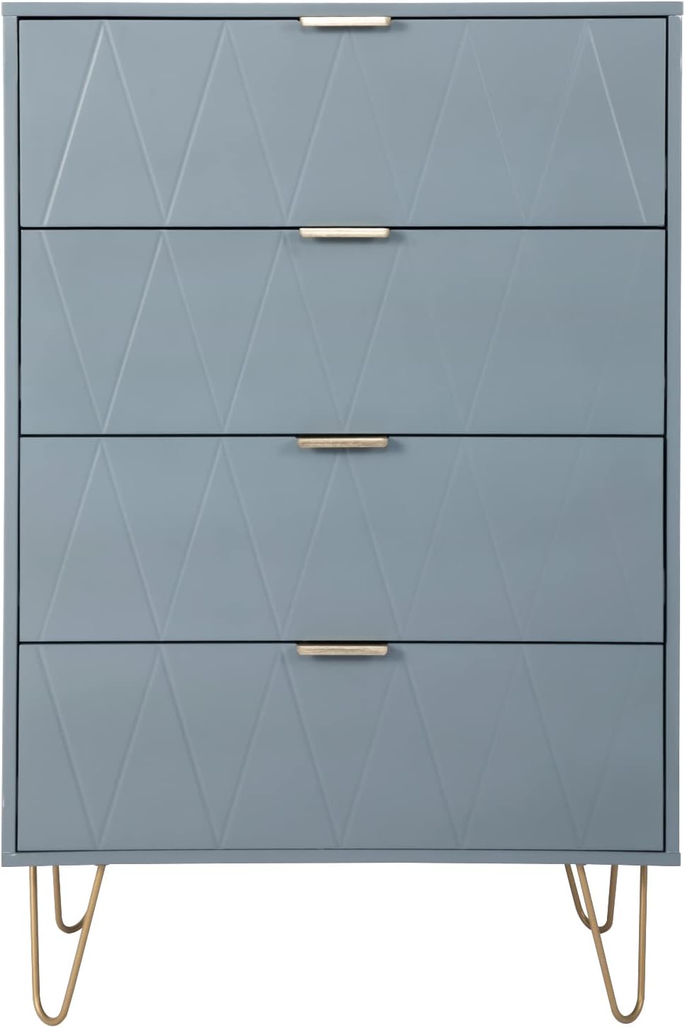 White 4 Drawer Tall Dresser with Metal Legs C25068