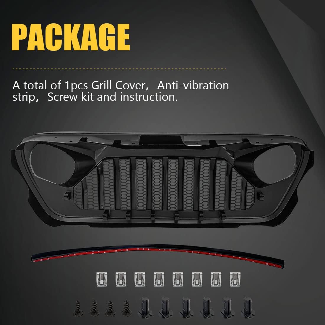 Glossy Black ABS Front Cover Grill for Jeep Wrangler JL JLU S512