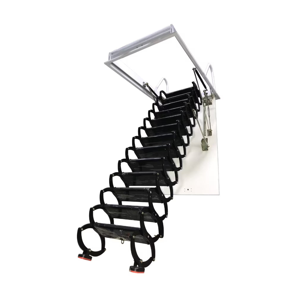 Black Titanium-Magnesium Alloy Attic Ceiling Ladder Stairs F9111