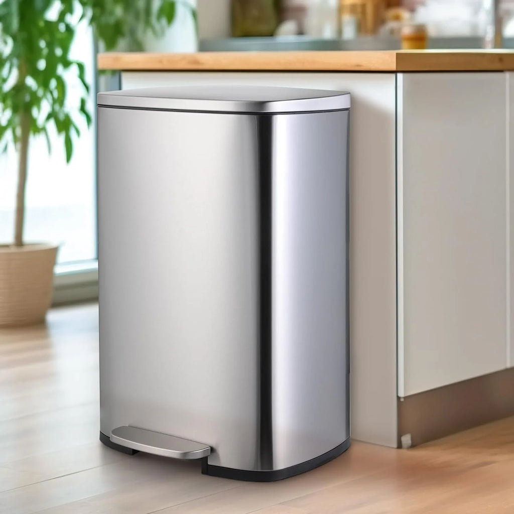 Stainless Steel Step Trash Can Combo Set, 13.2 Gallon & 1.3 Gallon V53283