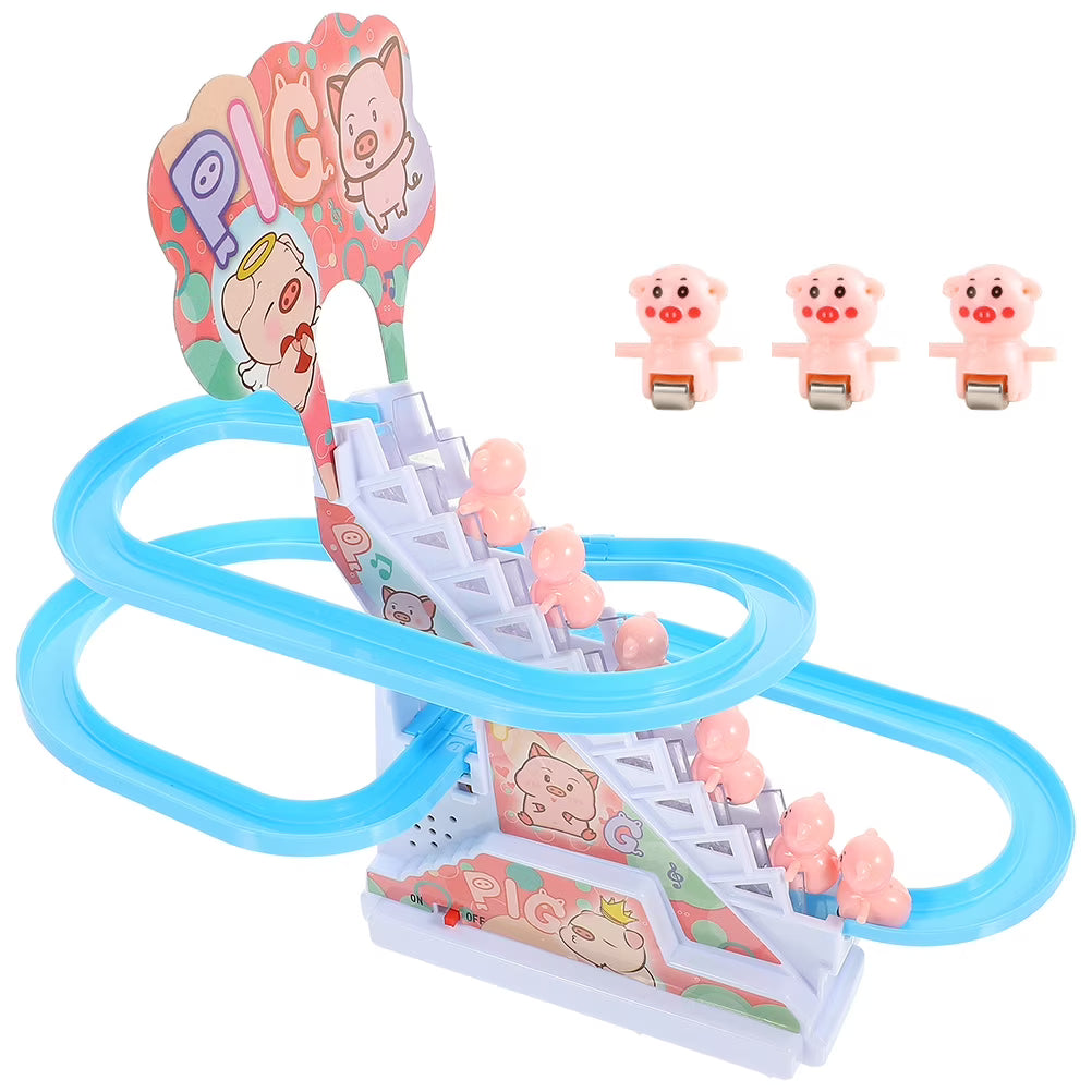 Electric Piggy Climbing Stairs Tracks Slide Toy J33173