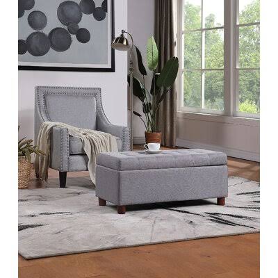 Gray Tufted Rectangle Storage Ottoman R14634