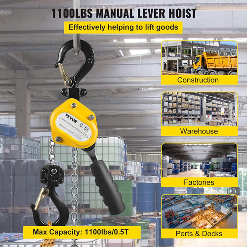 0.5T 10 Ft Alloy Steel G80 Chain Lever Hoist with Hook Pack of 2 G21980