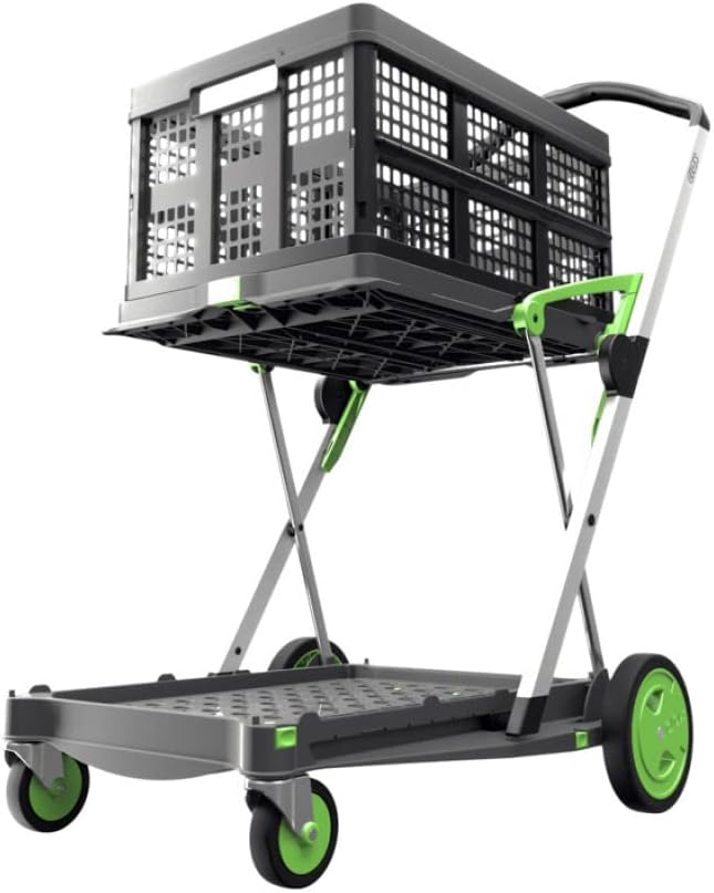 Red Collapsible Shopping Cart with Storage Crate K139656