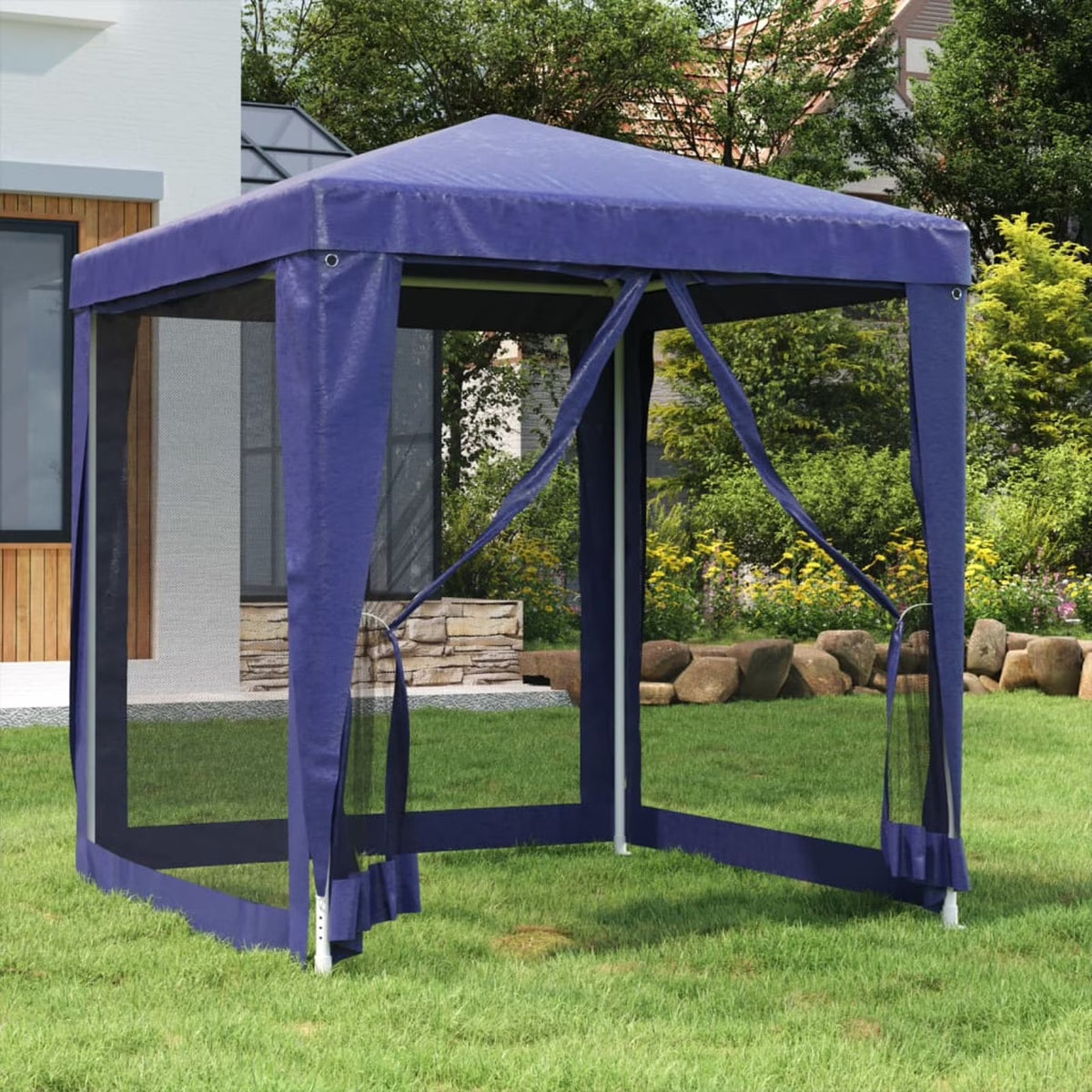 Blue Party Tent 4 Mesh Sidewalls 6.6'x6.6' HDPE T1098