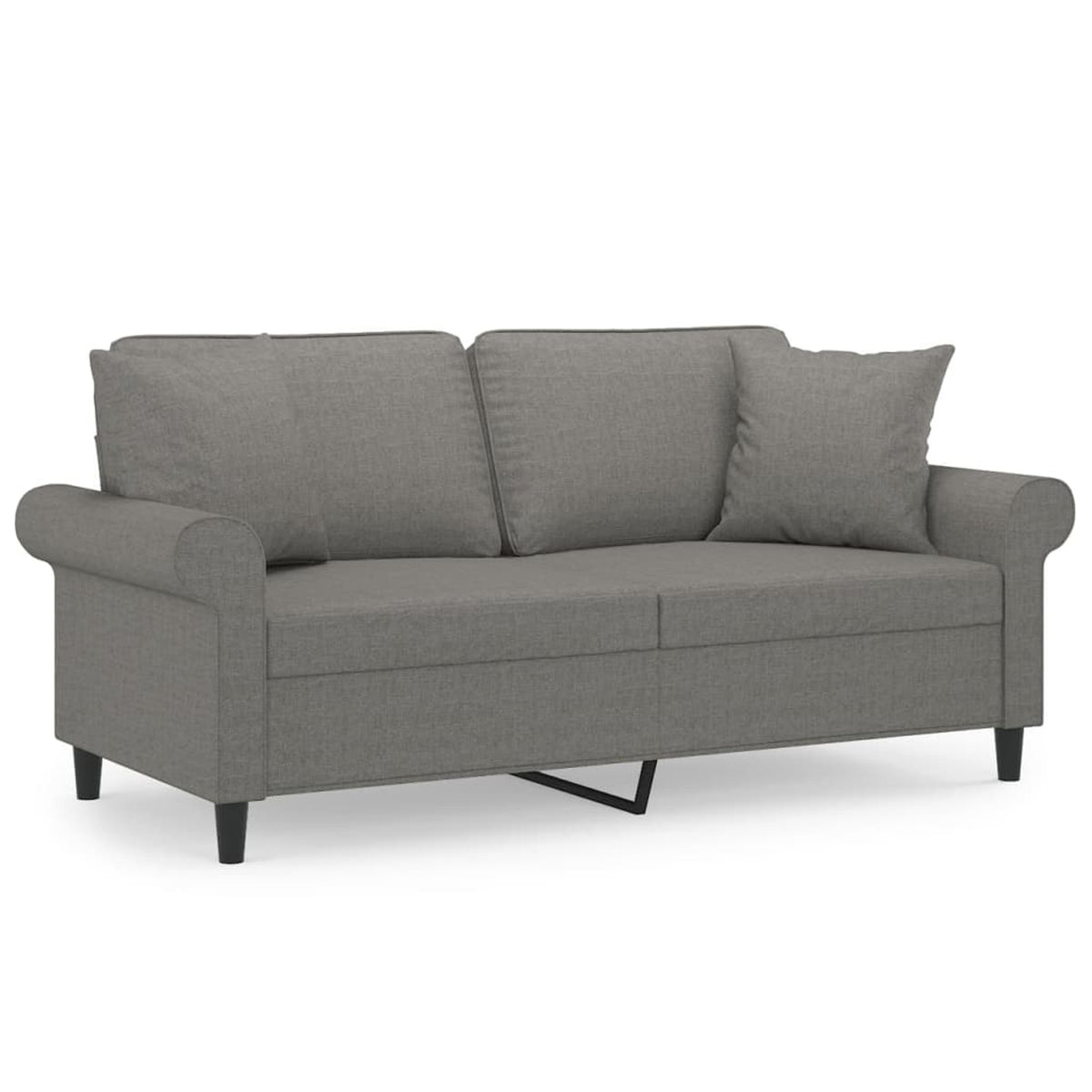 Dark Gray 2-Seater Fabric Sofa with Pillows and Cushions W111365