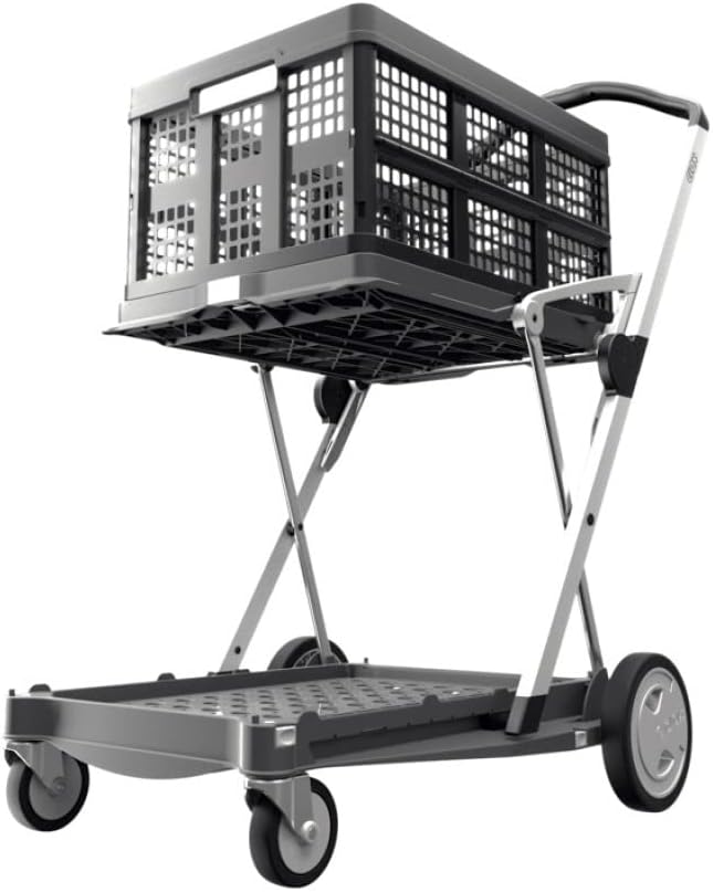 Red Collapsible Shopping Cart with Storage Crate K139656