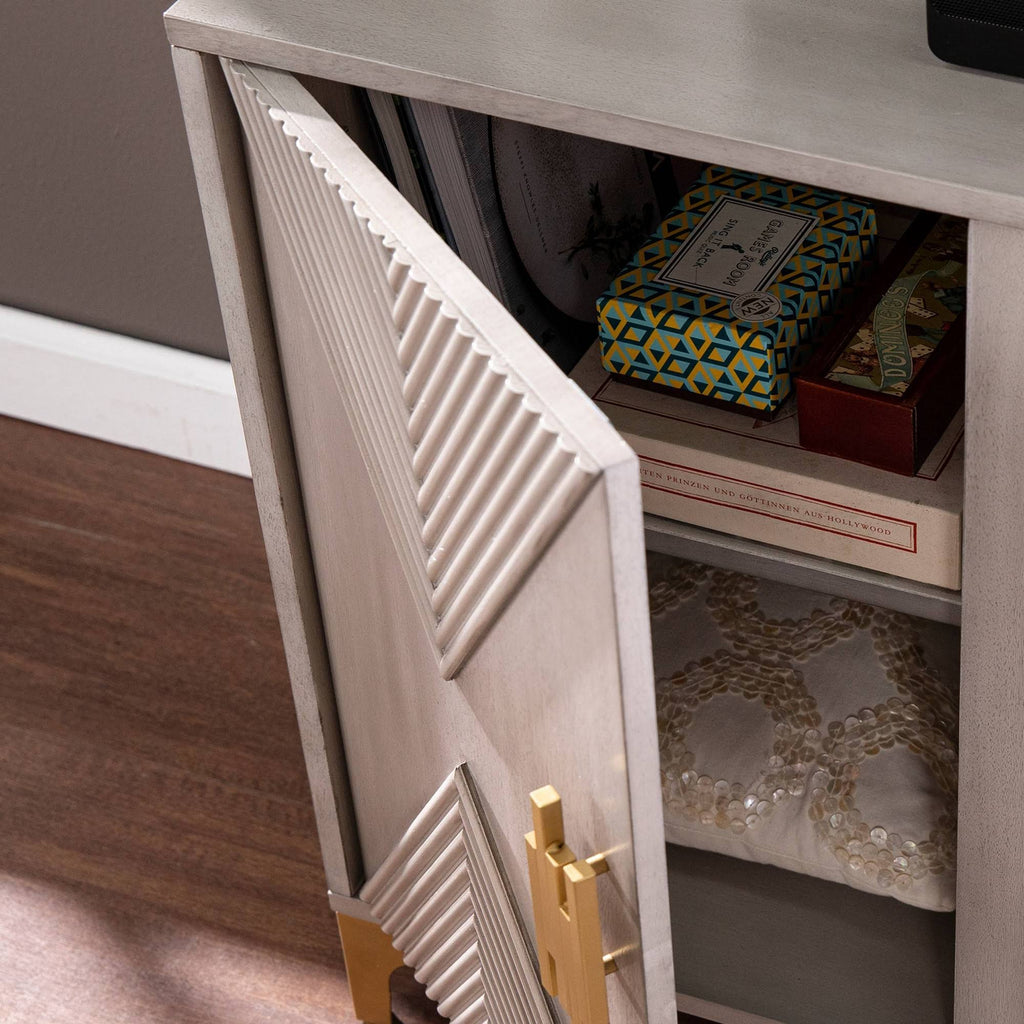 Gray/Gold Smart Fireplace with Media Storage H443764
