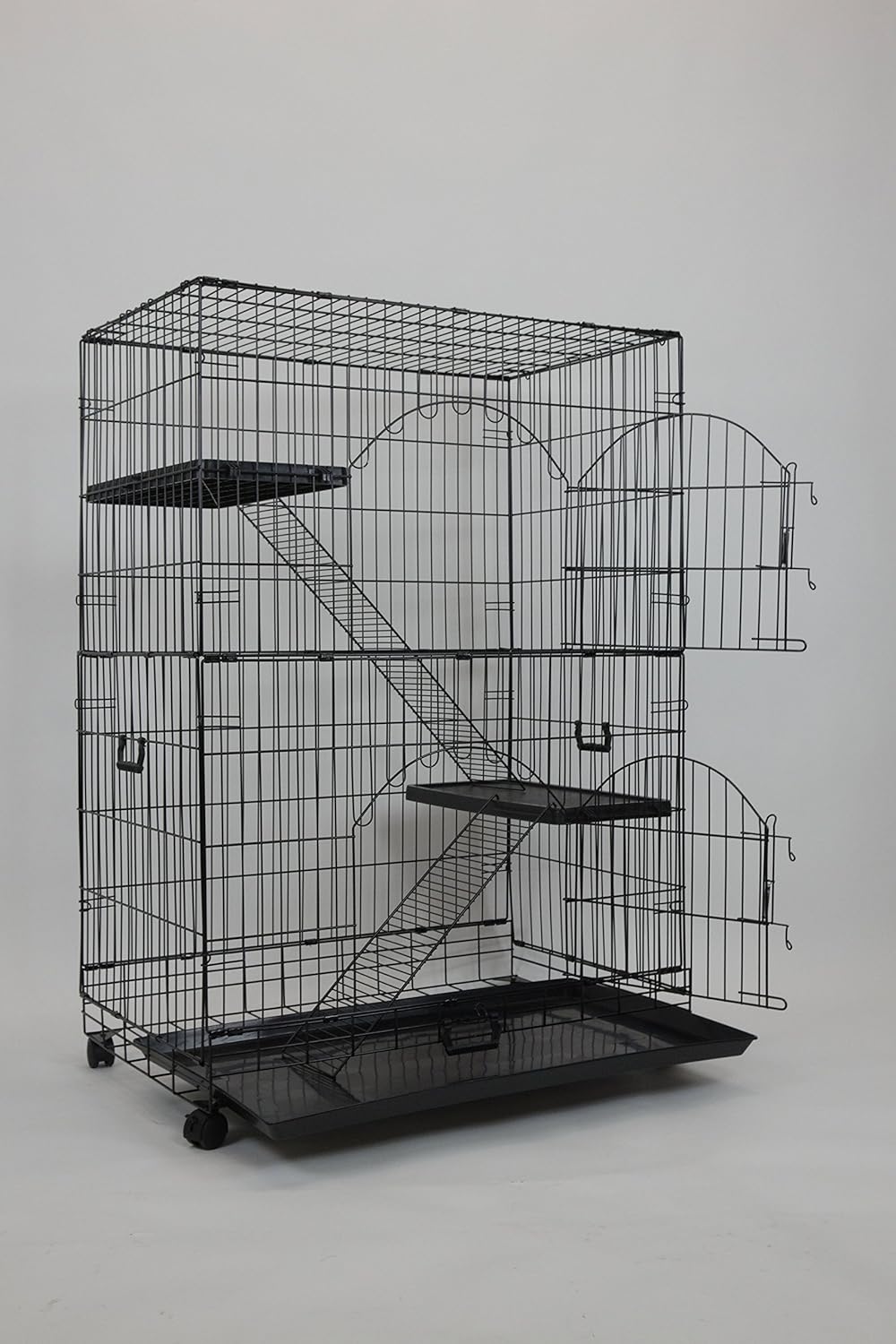 Folding Wire Pet Crate with Casters and Tray Y75762
