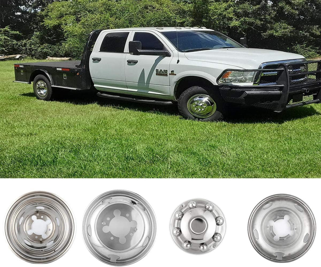 4pcs 17 Stainless Steel Polished Wheel Simulators Hub Caps Rim Covers with Removable Centre Cap G877256
