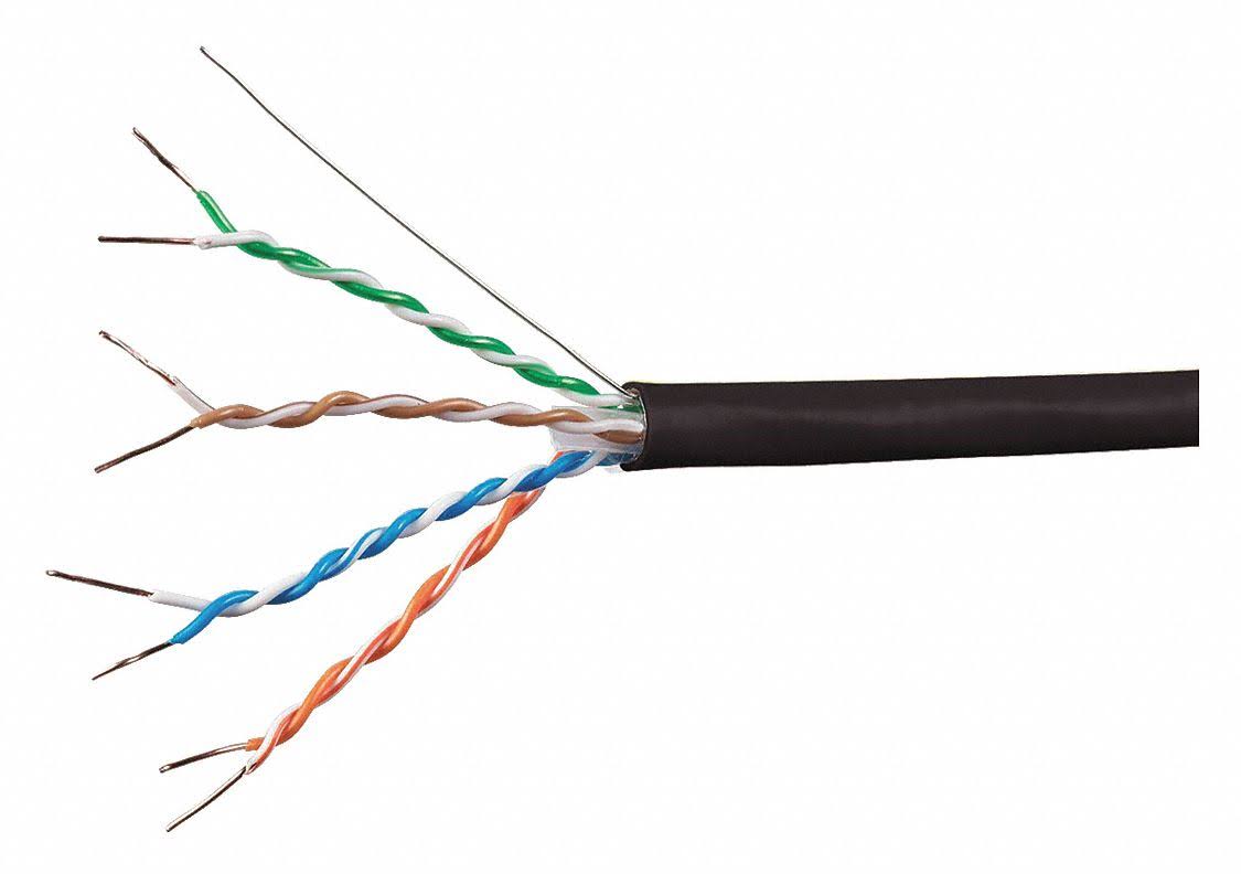 1000ft 24AWG Cat5e 350MHz STP Solid Riser-Rated Bulk Pure Bare Copper Ethernet Cable Blue E58069
