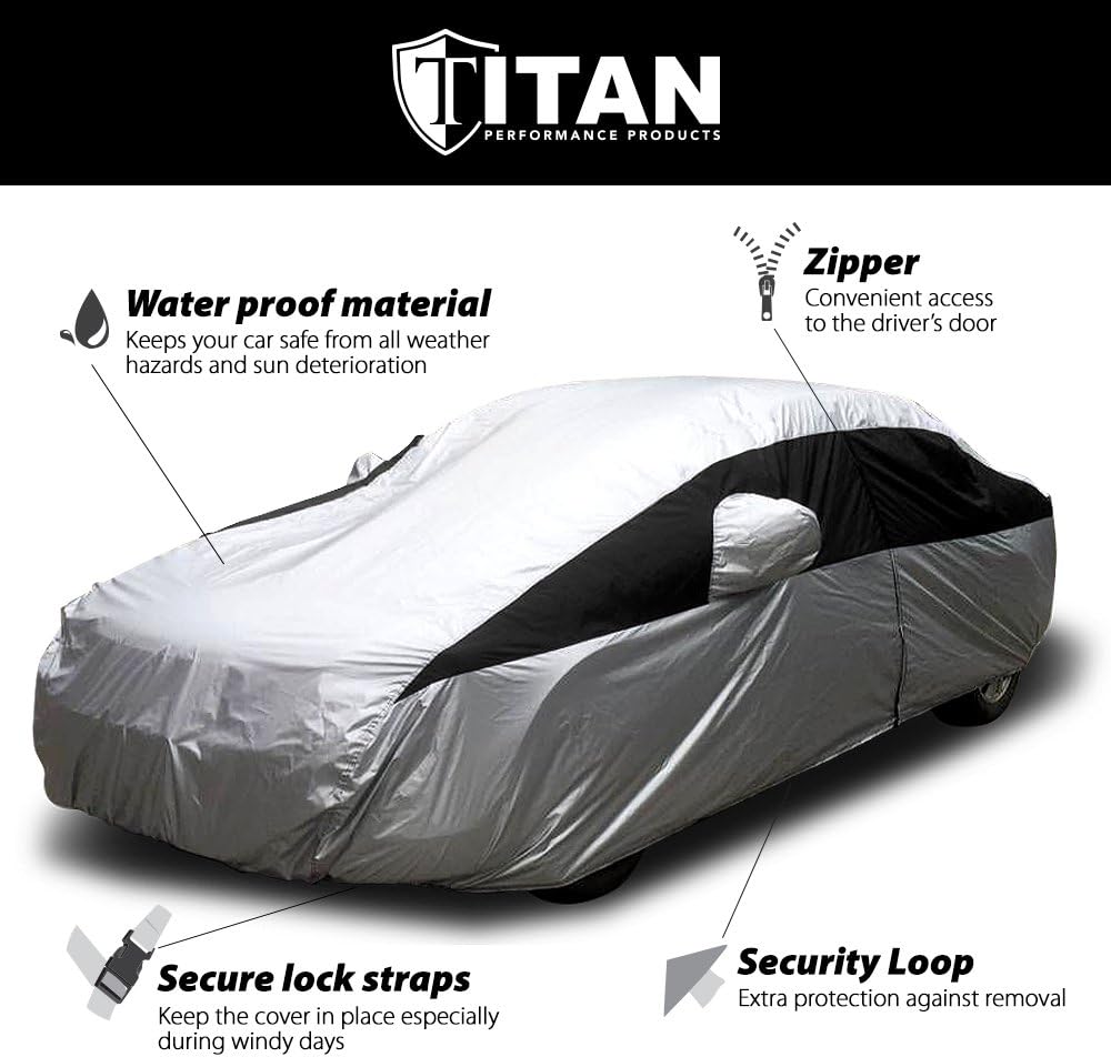 Lightweight Poly 210T Waterproof Car Cover for Large Sedans, Pack of 2 A12031