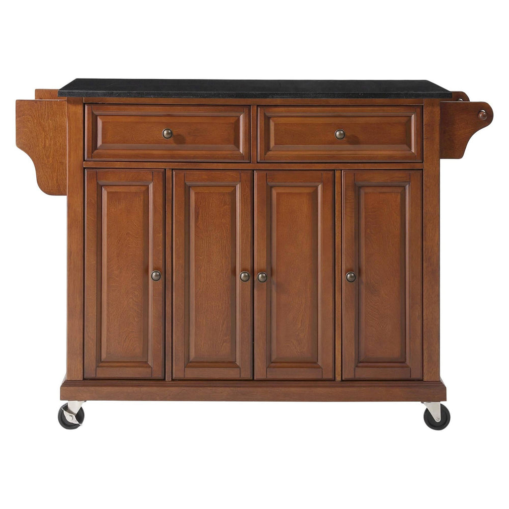 Solid Black Granite Top Kitchen Cart M804