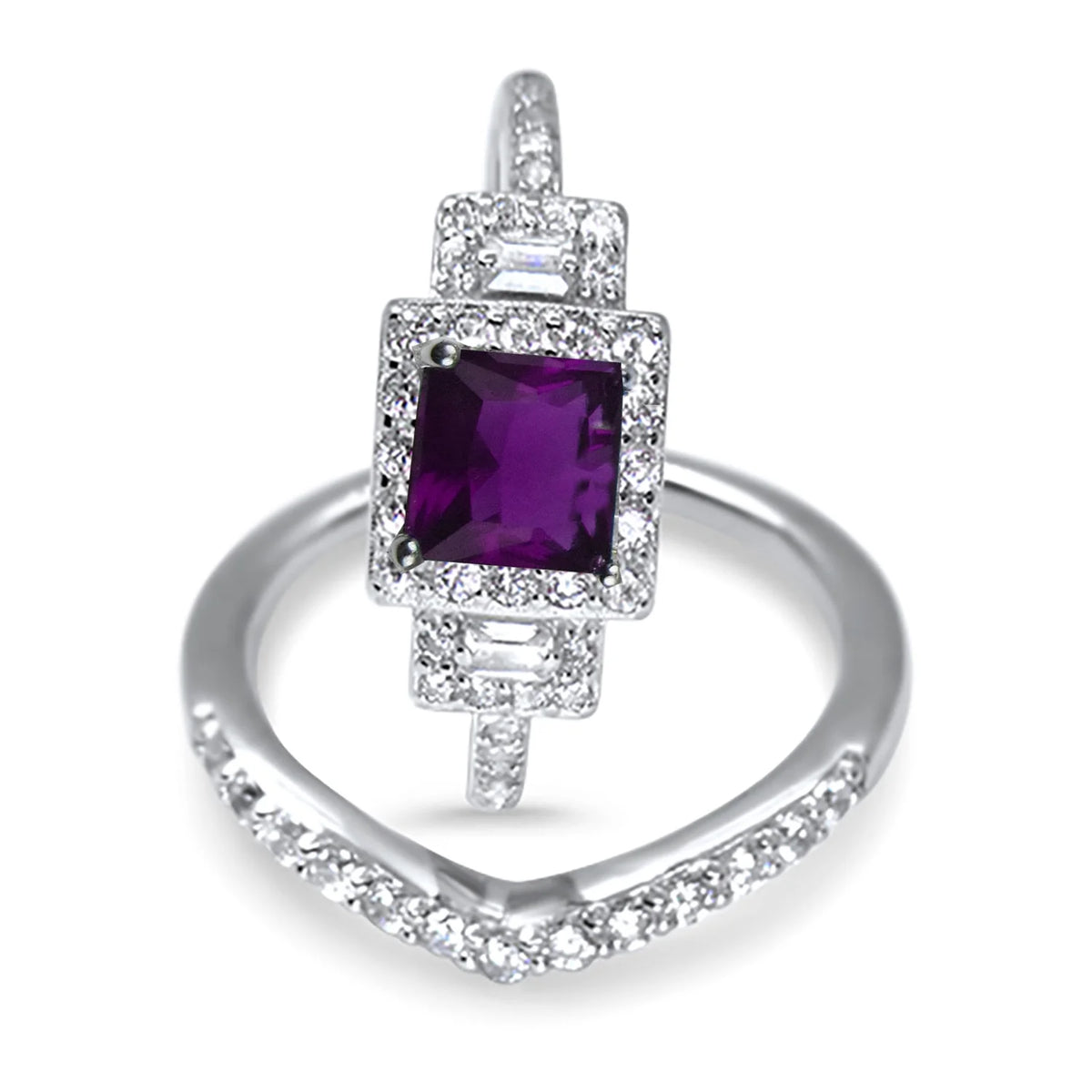 Amethyst Purple CZ Ring Set Size 6 H91668