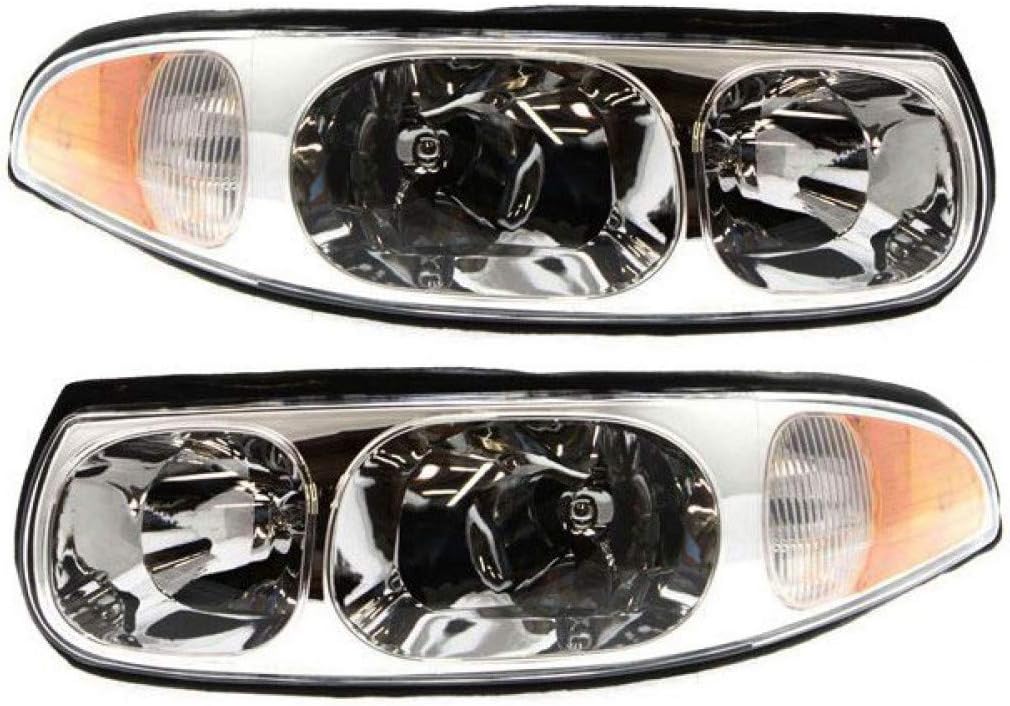 Buick LeSabre Headlight 2000-2005 Pair with Bulbs R143