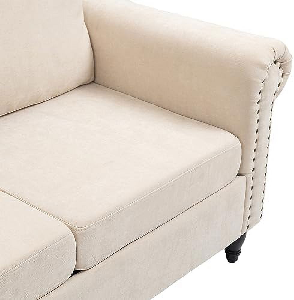 Chenille Fabric 2 Seat Loveseat Sofa with Solid Wood Legs E566870