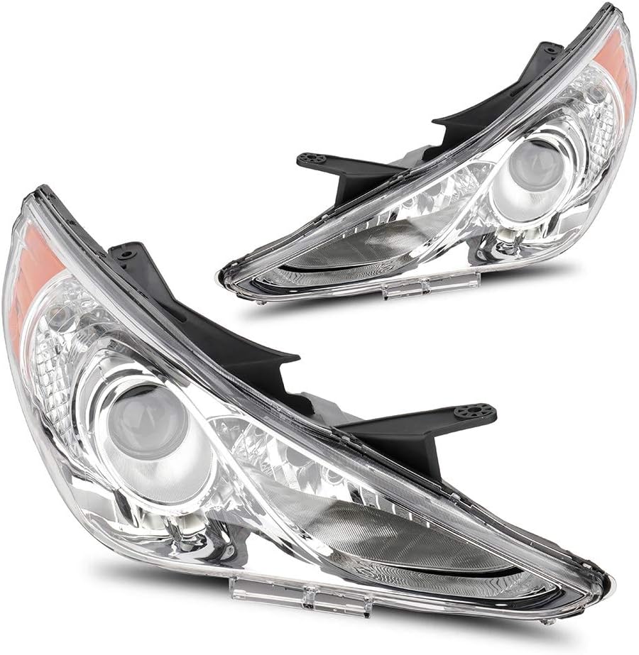 Headlight Assembly Chrome Housing Amber Reflector Clear Lens I501