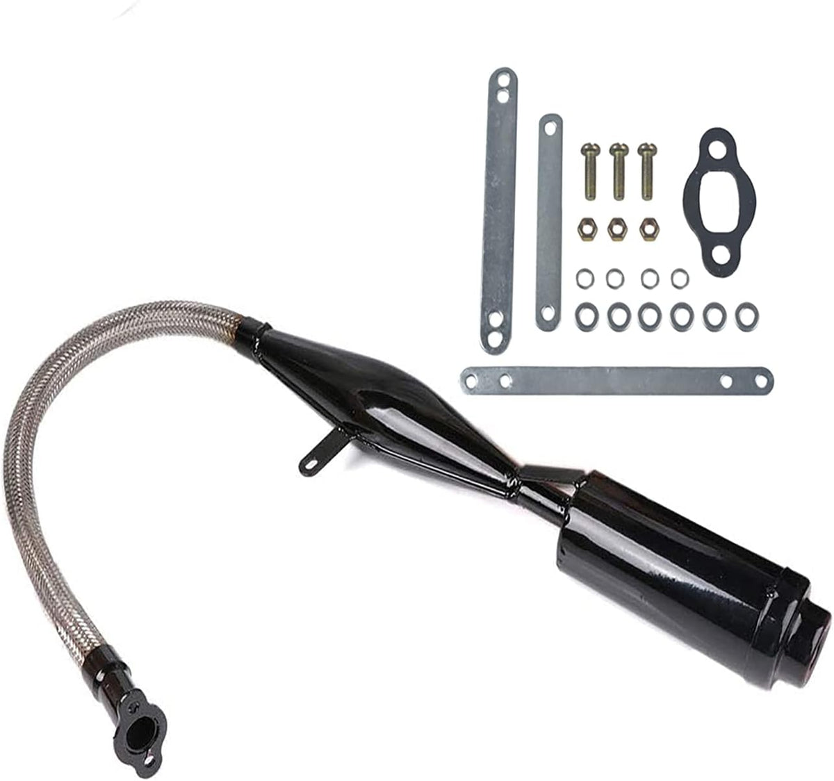 Black Viper Flexible Muffler Pipe for 80cc Bike Gas Engine Motor Parts, Pack of 2 E548919